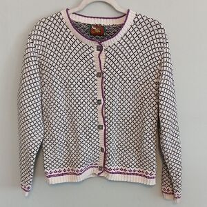 Alps Fine Womens Apparel Black & White Vintage Cardigan Sweater Size Small